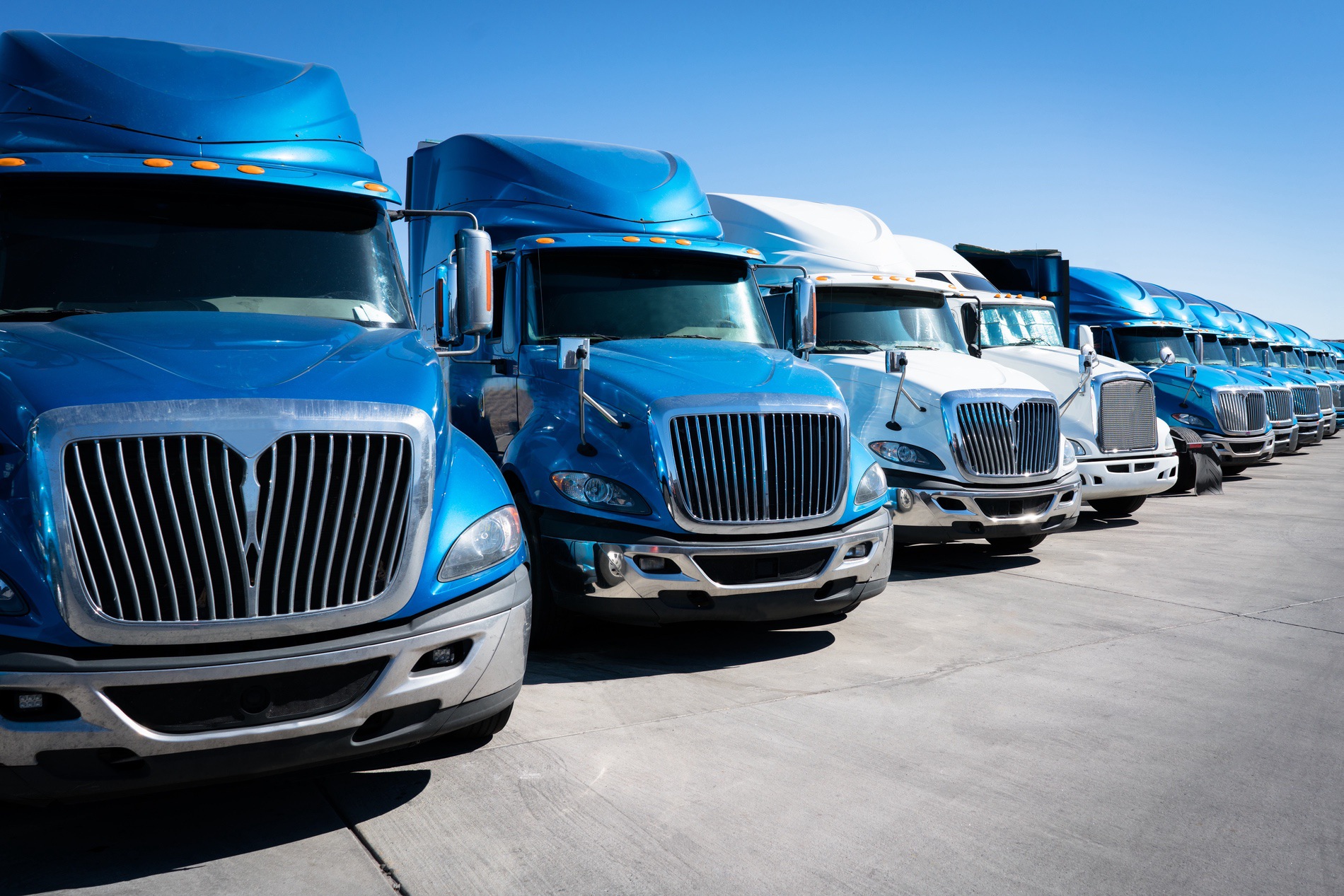 A fleet of diesel trucks