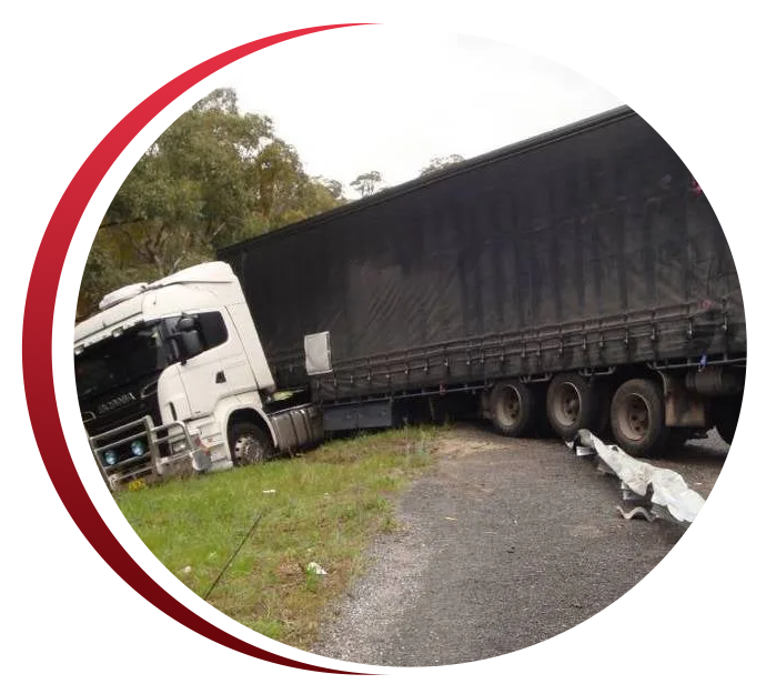 a semi truck thats ran into a ditch