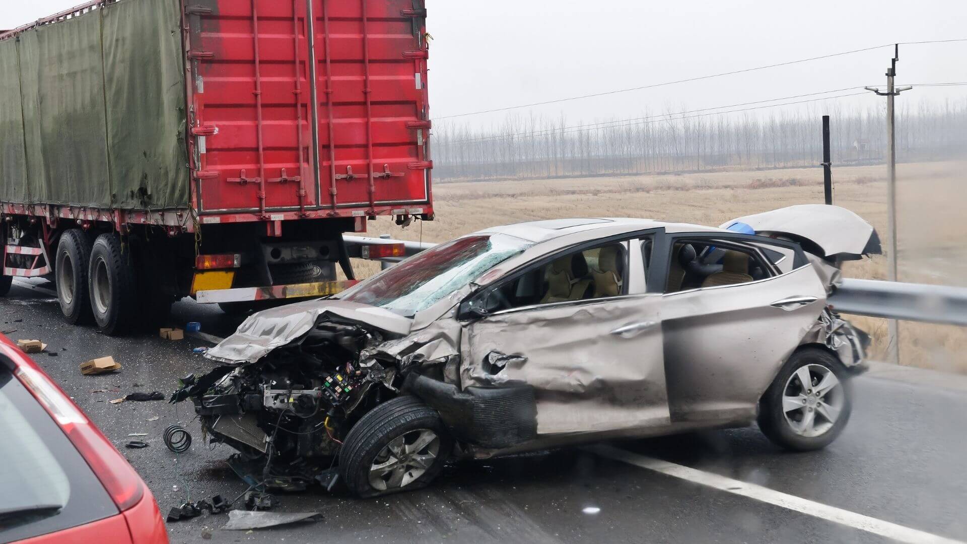 Multi-vehicle crash involving semi truck highlighting importance of trucking insurance in Stockton